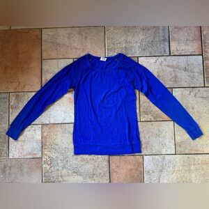 Victoria’s Secret PINK Royal Blue Lace Shoulder Long Sleeve T-Shirt Size X-Small